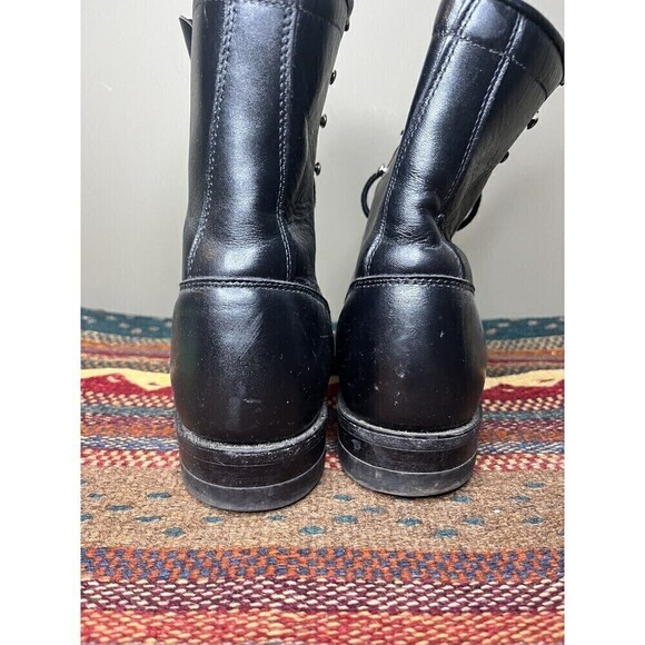Vintage Justin Womens 6 B Black Kiltie Roper Leather Lace Up Western Boots - Picture 5 of 10